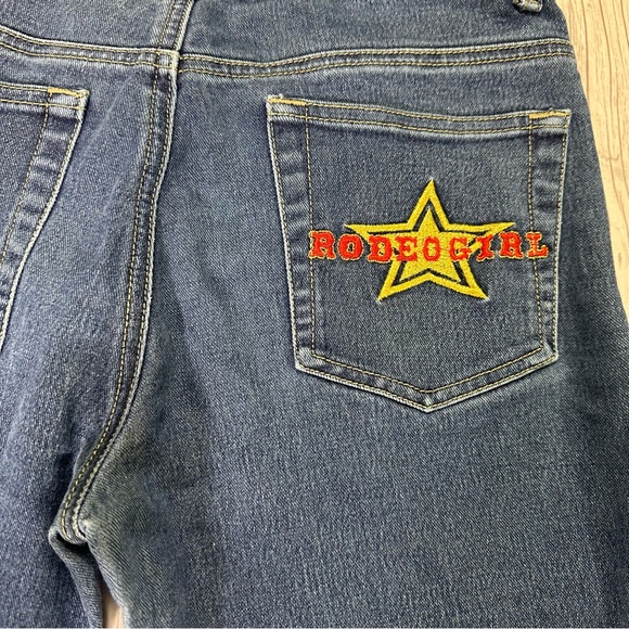 Women’s Y2K Lazer Jeans Bell Bottom Boot Cut Denim w/ Embroidered Rodeo Girl - Picture 4 of 7